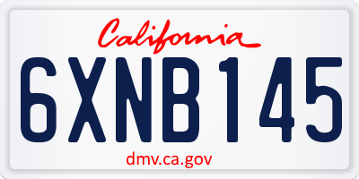 CA license plate 6XNB145