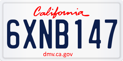 CA license plate 6XNB147
