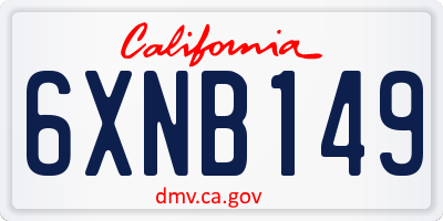 CA license plate 6XNB149