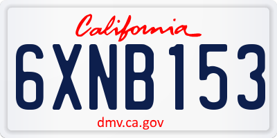 CA license plate 6XNB153