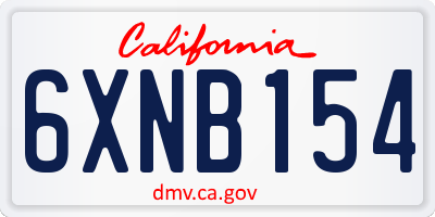 CA license plate 6XNB154