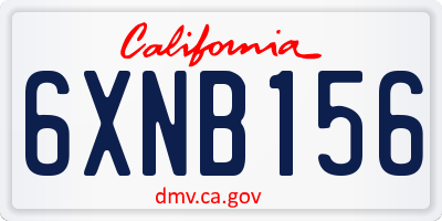 CA license plate 6XNB156