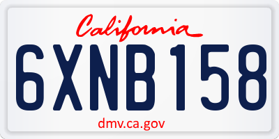 CA license plate 6XNB158