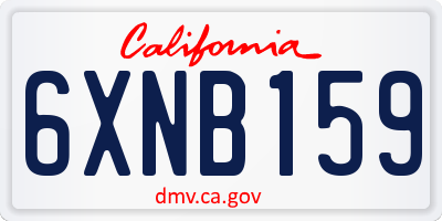 CA license plate 6XNB159