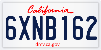 CA license plate 6XNB162