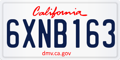 CA license plate 6XNB163