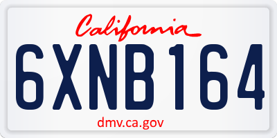 CA license plate 6XNB164