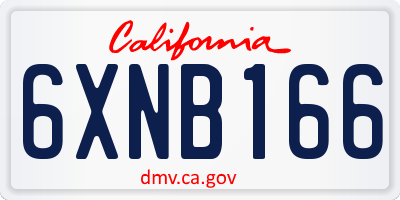 CA license plate 6XNB166