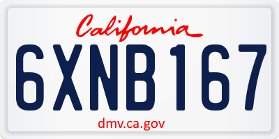 CA license plate 6XNB167