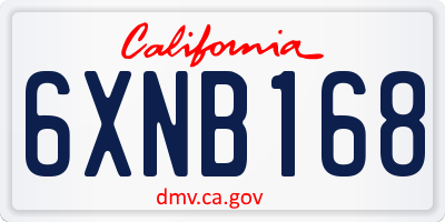 CA license plate 6XNB168