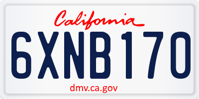 CA license plate 6XNB170