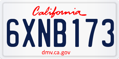 CA license plate 6XNB173