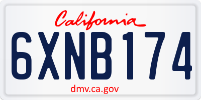 CA license plate 6XNB174