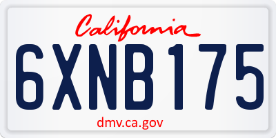 CA license plate 6XNB175