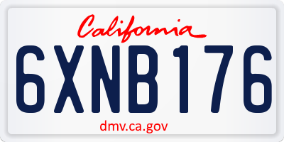 CA license plate 6XNB176