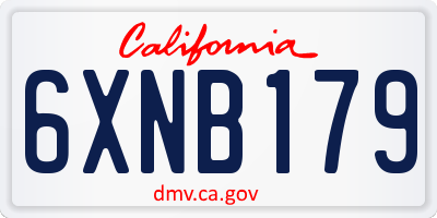 CA license plate 6XNB179