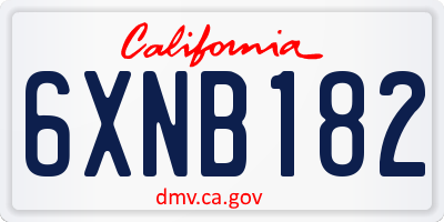CA license plate 6XNB182
