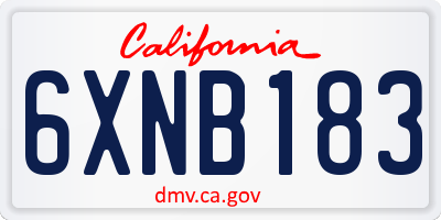 CA license plate 6XNB183