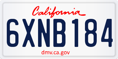 CA license plate 6XNB184