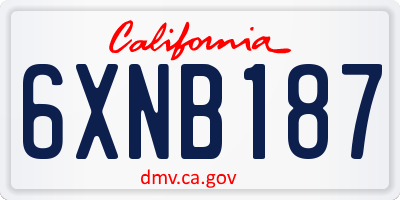 CA license plate 6XNB187