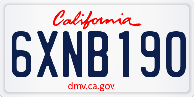 CA license plate 6XNB190