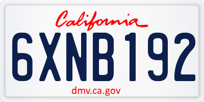 CA license plate 6XNB192