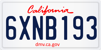 CA license plate 6XNB193