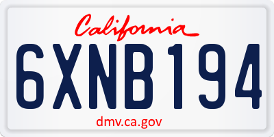 CA license plate 6XNB194