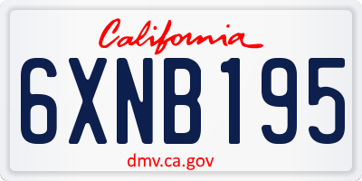 CA license plate 6XNB195