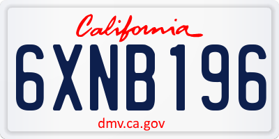 CA license plate 6XNB196