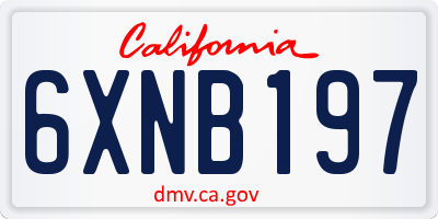 CA license plate 6XNB197