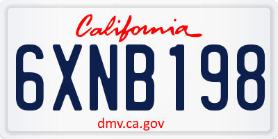 CA license plate 6XNB198