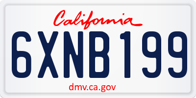 CA license plate 6XNB199