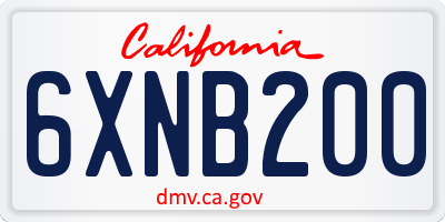 CA license plate 6XNB200