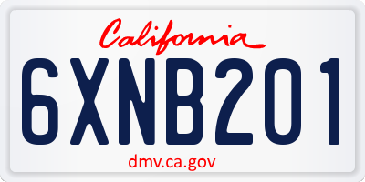 CA license plate 6XNB201