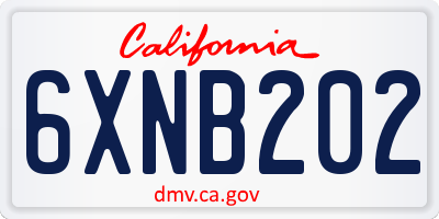 CA license plate 6XNB202