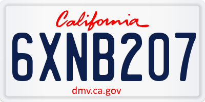 CA license plate 6XNB207