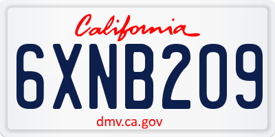 CA license plate 6XNB209