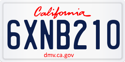 CA license plate 6XNB210