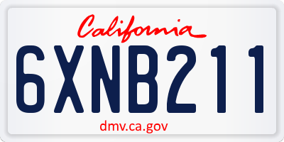 CA license plate 6XNB211