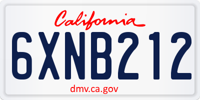 CA license plate 6XNB212