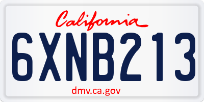 CA license plate 6XNB213