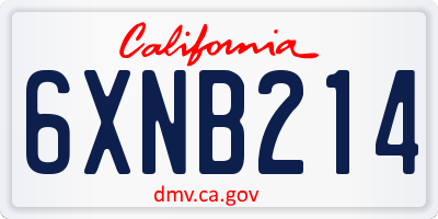 CA license plate 6XNB214