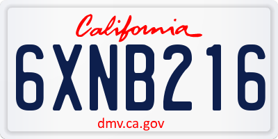 CA license plate 6XNB216