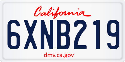 CA license plate 6XNB219