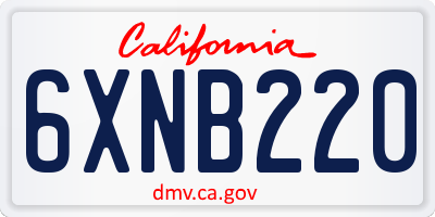 CA license plate 6XNB220