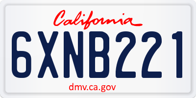 CA license plate 6XNB221