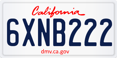 CA license plate 6XNB222
