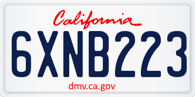 CA license plate 6XNB223