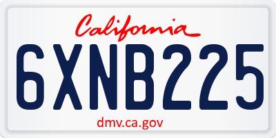 CA license plate 6XNB225